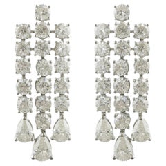 Natural 6.06 Carat SI/H Diamond Chandelier Earrings 18 Karat White Gold Jewelry