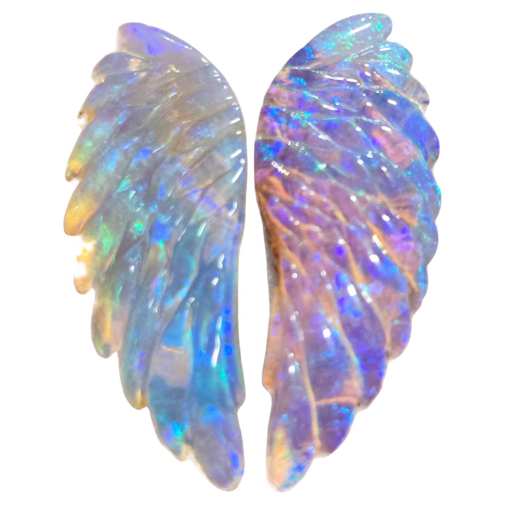 Natural 6.07 Ct Australian Gem Crystal Angel Wings Opal mined Sue Cooper  For Sale