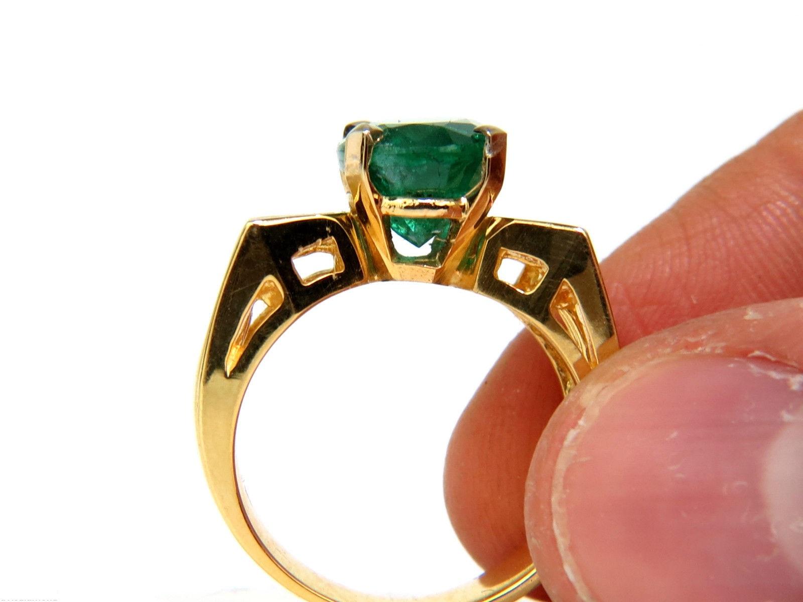 Nature 6.10 Carat Natural Emerald Diamond Ring Mod Deco Three-Row Baguettes A+ en vente 5