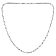 Natural 6.20 Carat Diamond Tennis Chain Necklace 18 Karat White Gold Jewelry