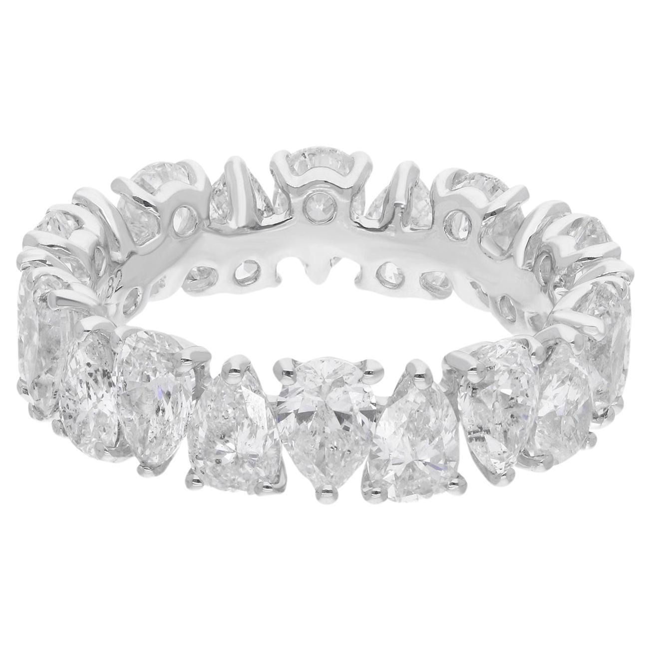 Natural 6.22 Carat Pear Diamond Band Ring 14 Karat White Gold Handmade Jewelry For Sale