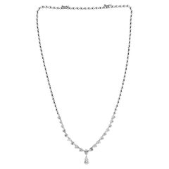 Nature 6.22 Carat SI/H Diamond Drop Chain Necklace 18 Karat White Gold