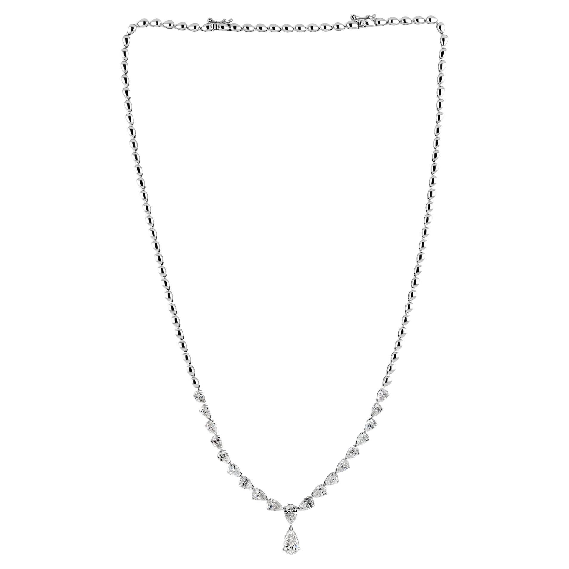 Natural 6.22 Carat SI/H Pear Shape Diamond Necklace 18 Karat White Gold Jewelry For Sale