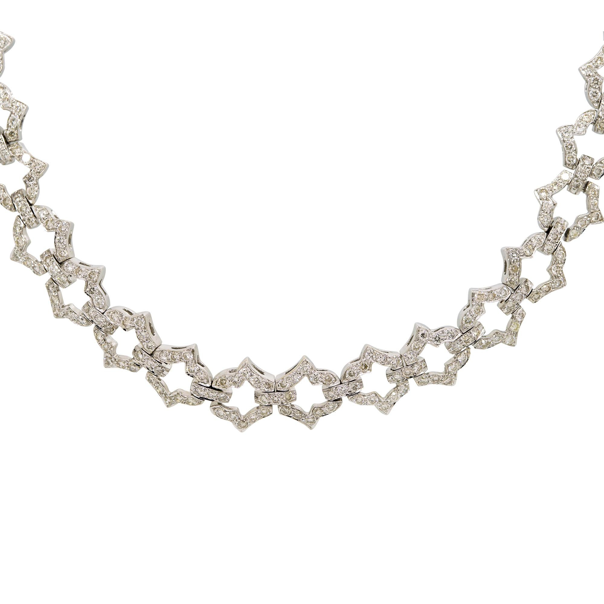 Art Déco Nature 6,24 carati, diamante rotondo taglio Brilliante 18 carati, collana A Link In stock in vendita