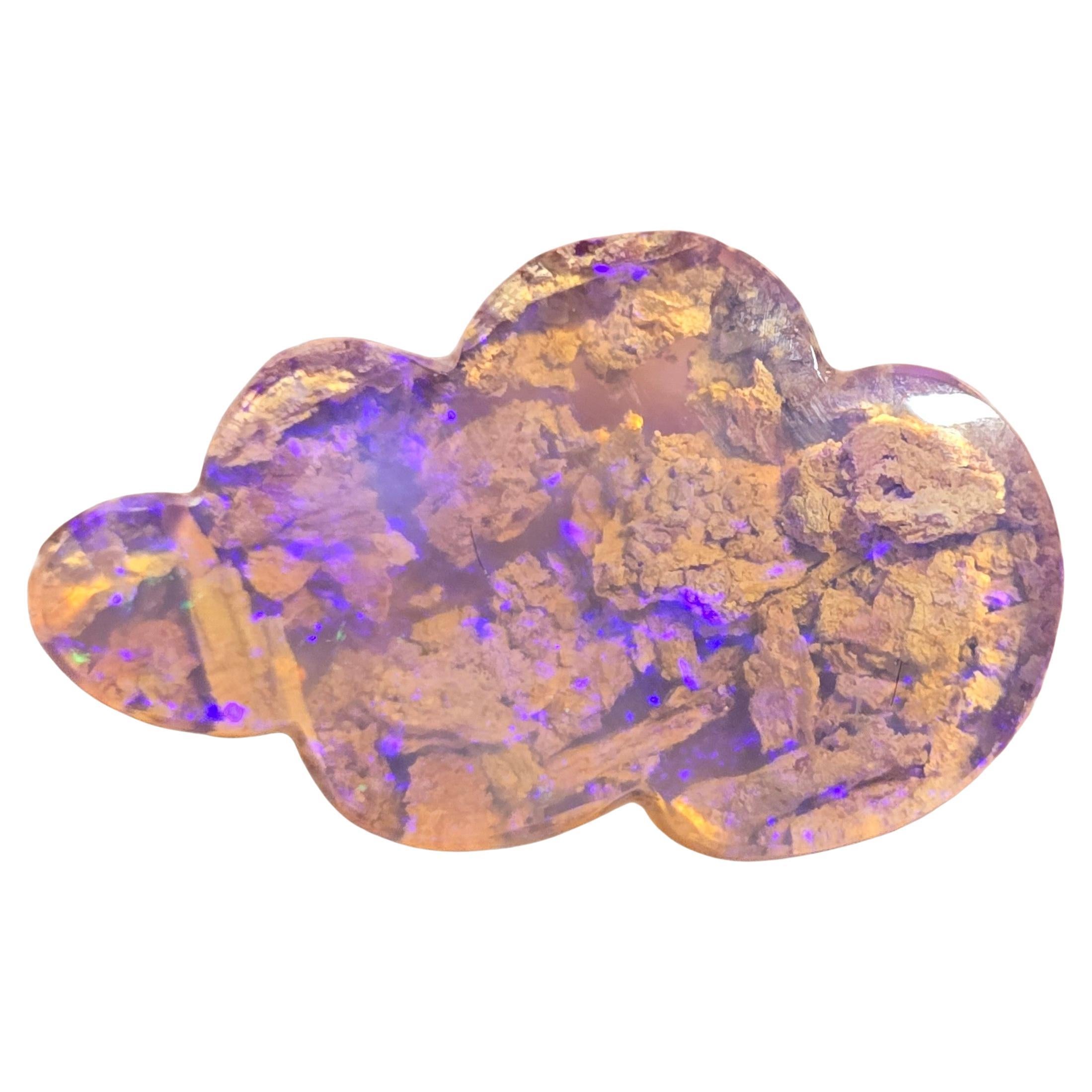 Natural 6.27 Ct Wood Replacement Australian Opal Cloud mined by Sue Cooper For Sale