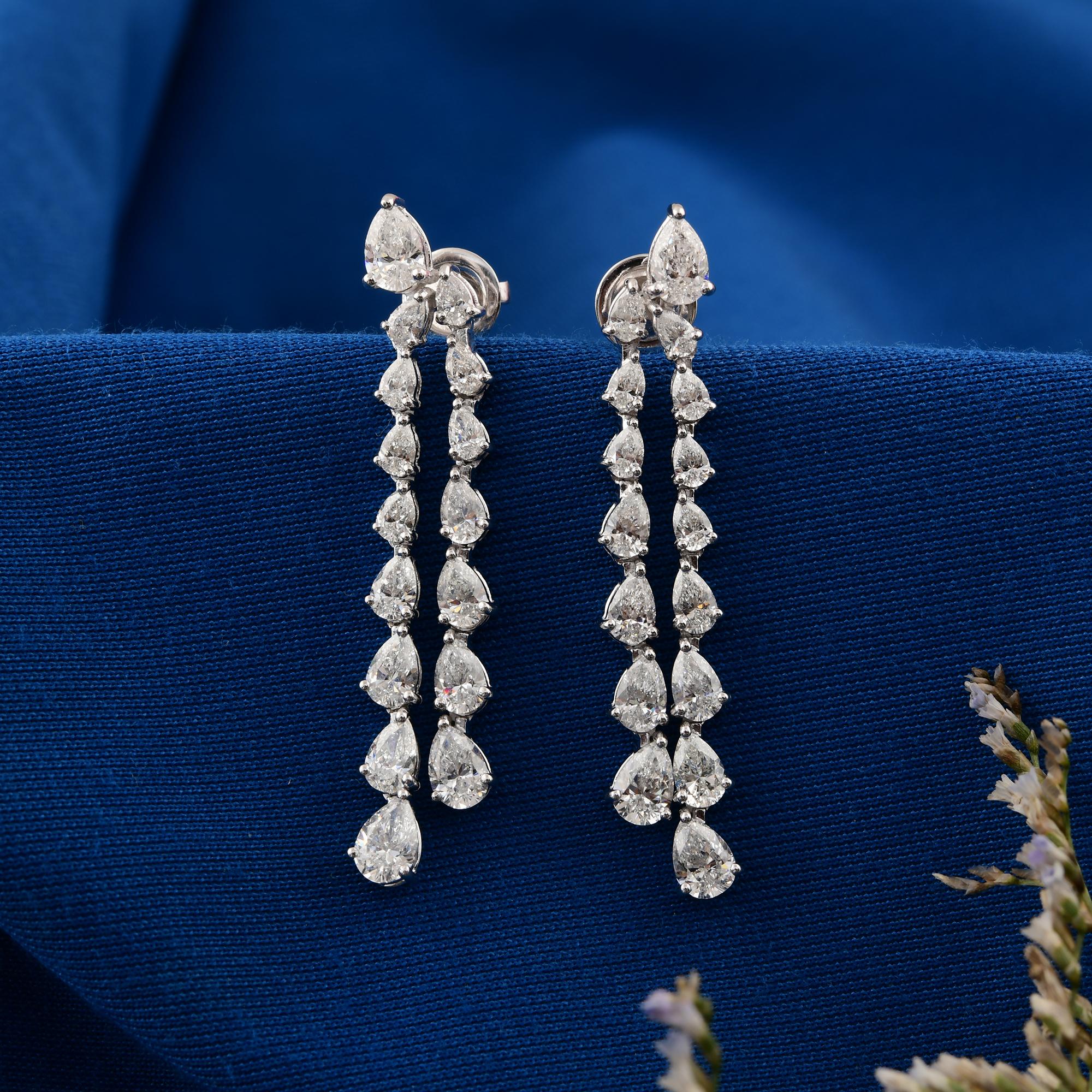 Natürliche 6,28 Karat Diamant lange Ohrringe 14k Weißgold Alle Tarife bezahlt im Zustand „Neu“ im Angebot in Diera, Dubai