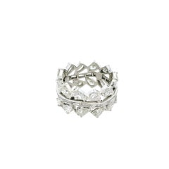 Natural 6.28 Carat Pear & Baguette Diamond Platinum Eternity Ring In Stock