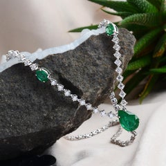 Natural 6.29 Carat Emerald Charm Pendant 14k White Gold 4.10 Ct Diamond Necklace