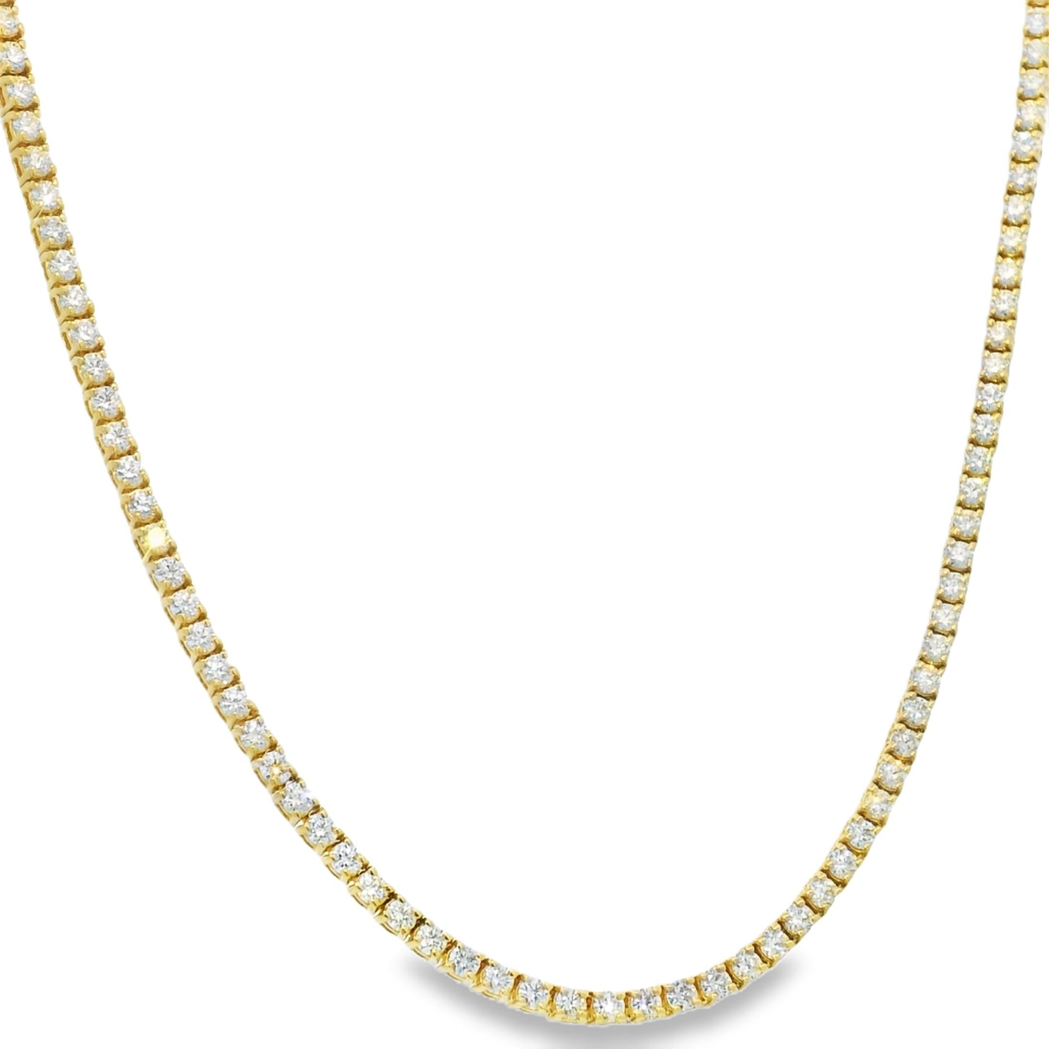Natural 6.5 Carat Diamond 4-Prong 14-Karat Tennis Necklace In Stock im Angebot 4