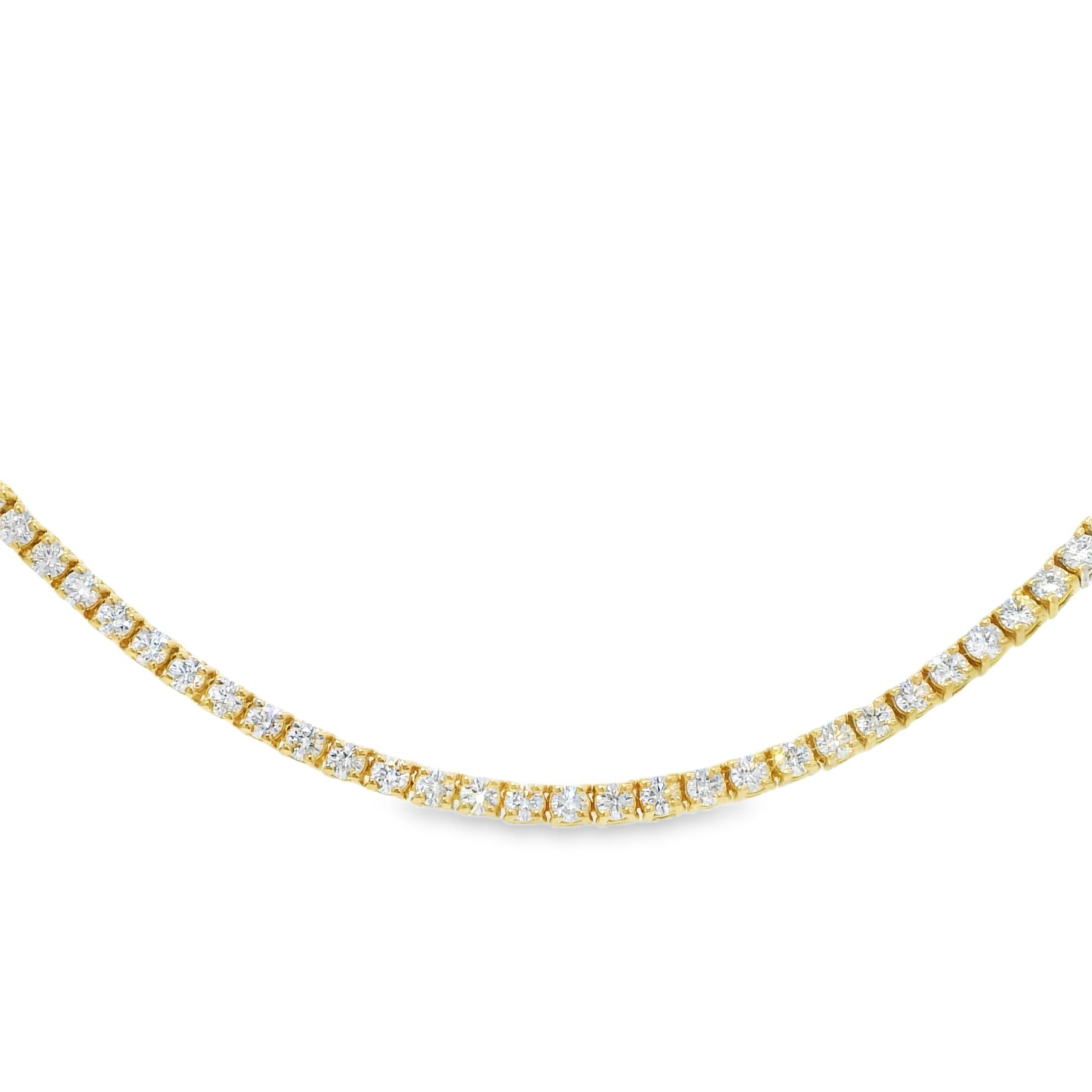 Natural 6.5 Carat Diamond 4-Prong 14-Karat Tennis Necklace In Stock im Angebot 5