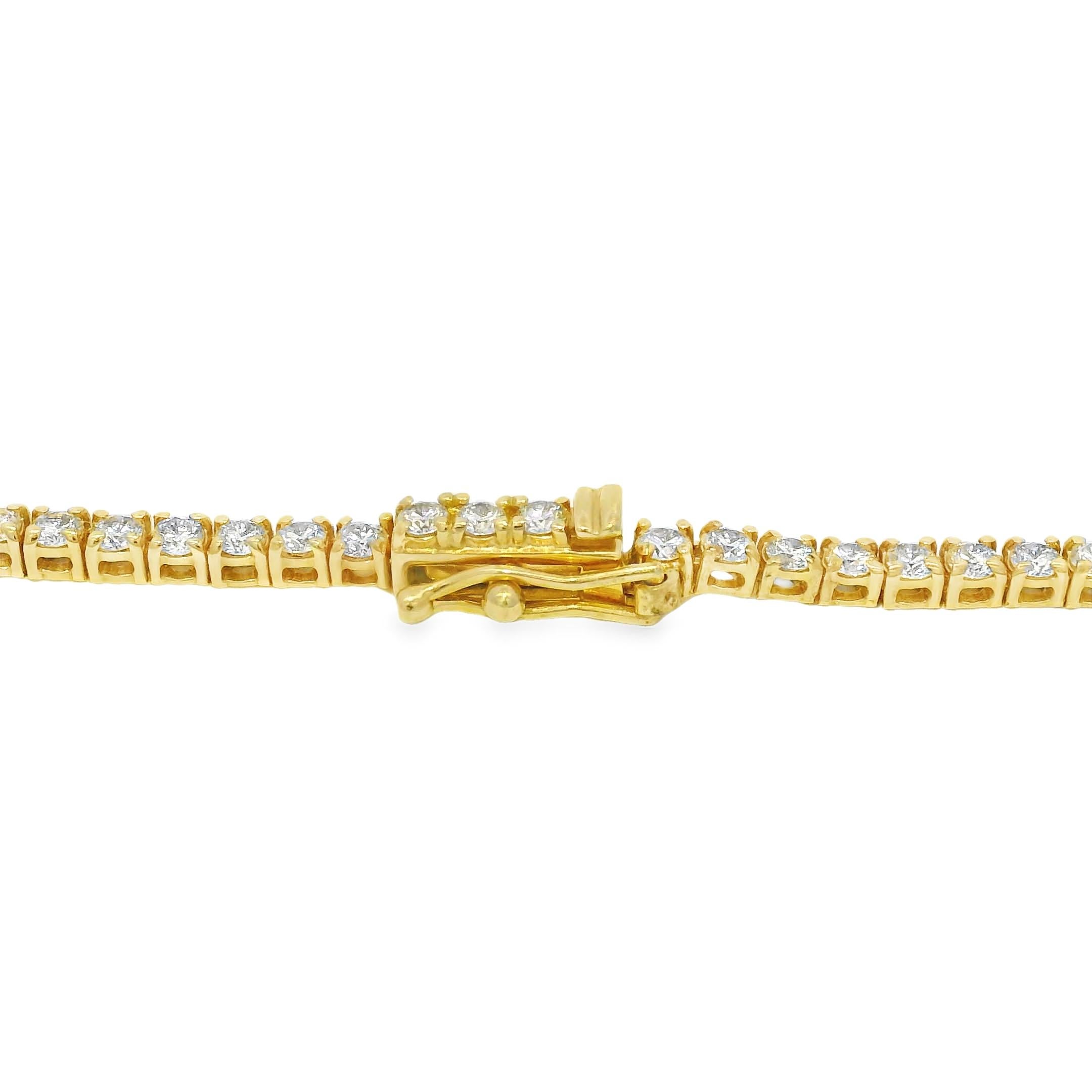 Natural 6.5 Carat Diamond 4-Prong 14-Karat Tennis Necklace In Stock im Zustand „Hervorragend“ im Angebot in Boca Raton, FL