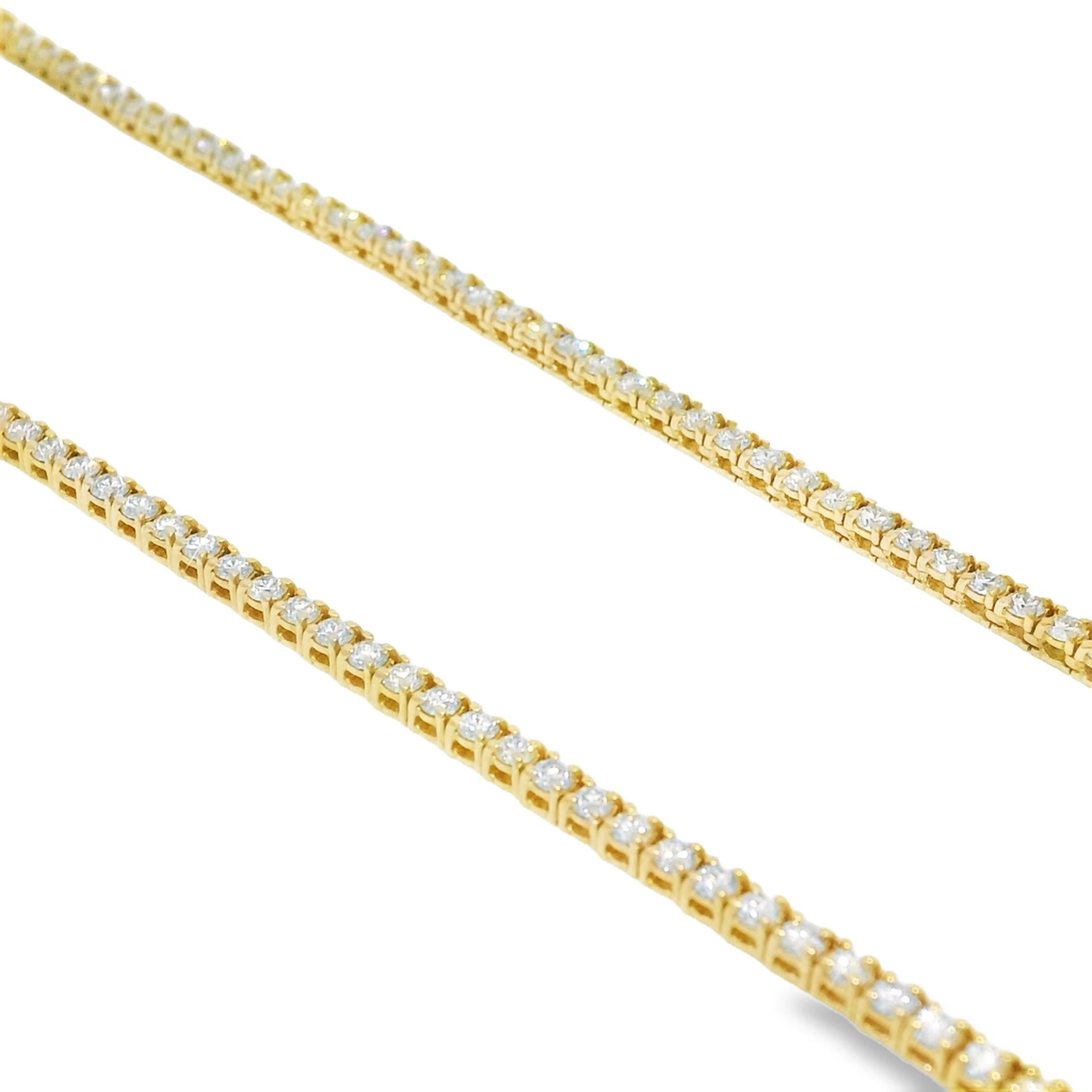 Natural 6.5 Carat Diamond 4-Prong 14-Karat Tennis Necklace In Stock Damen im Angebot