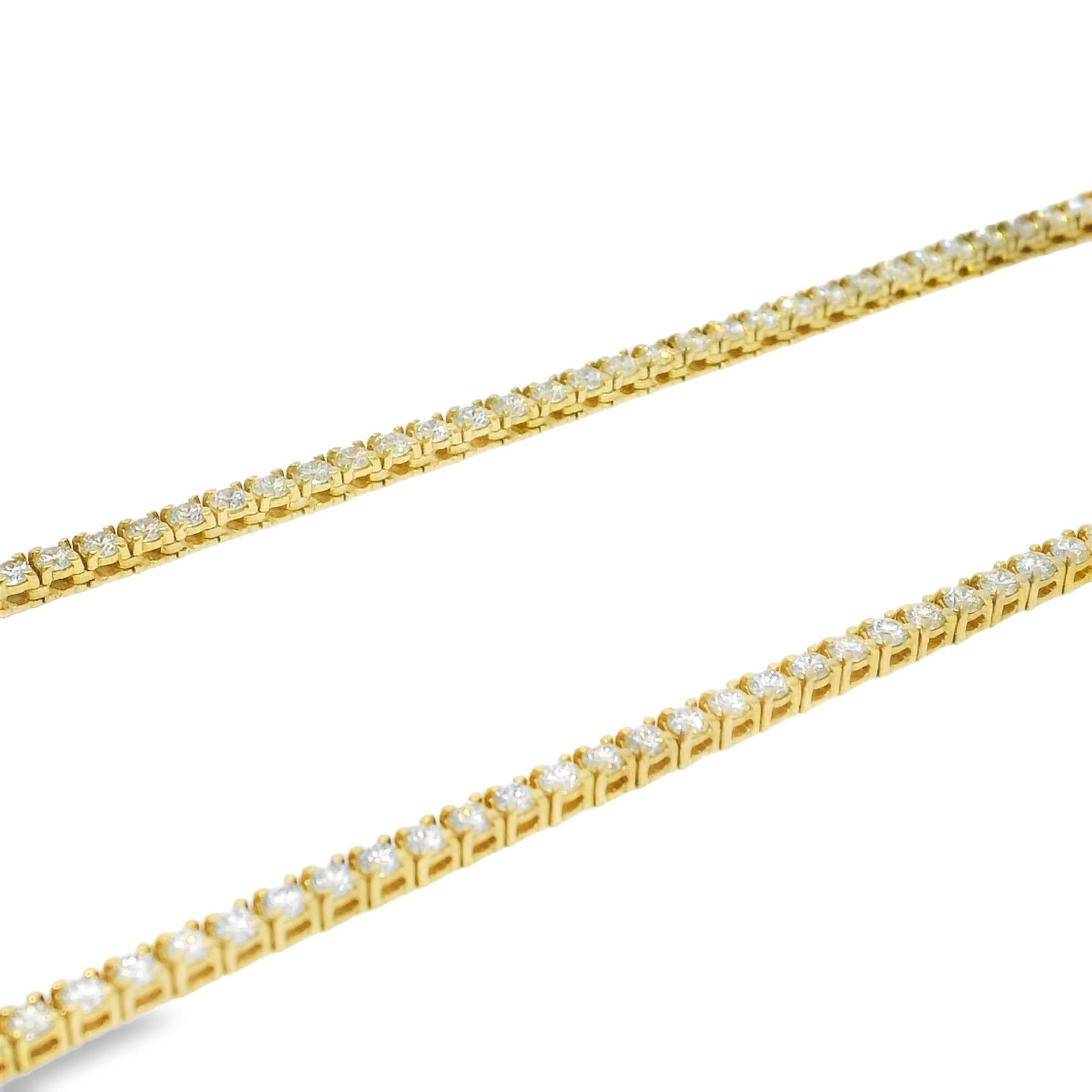 Natural 6.5 Carat Diamond 4-Prong 14-Karat Tennis Necklace In Stock im Angebot 1