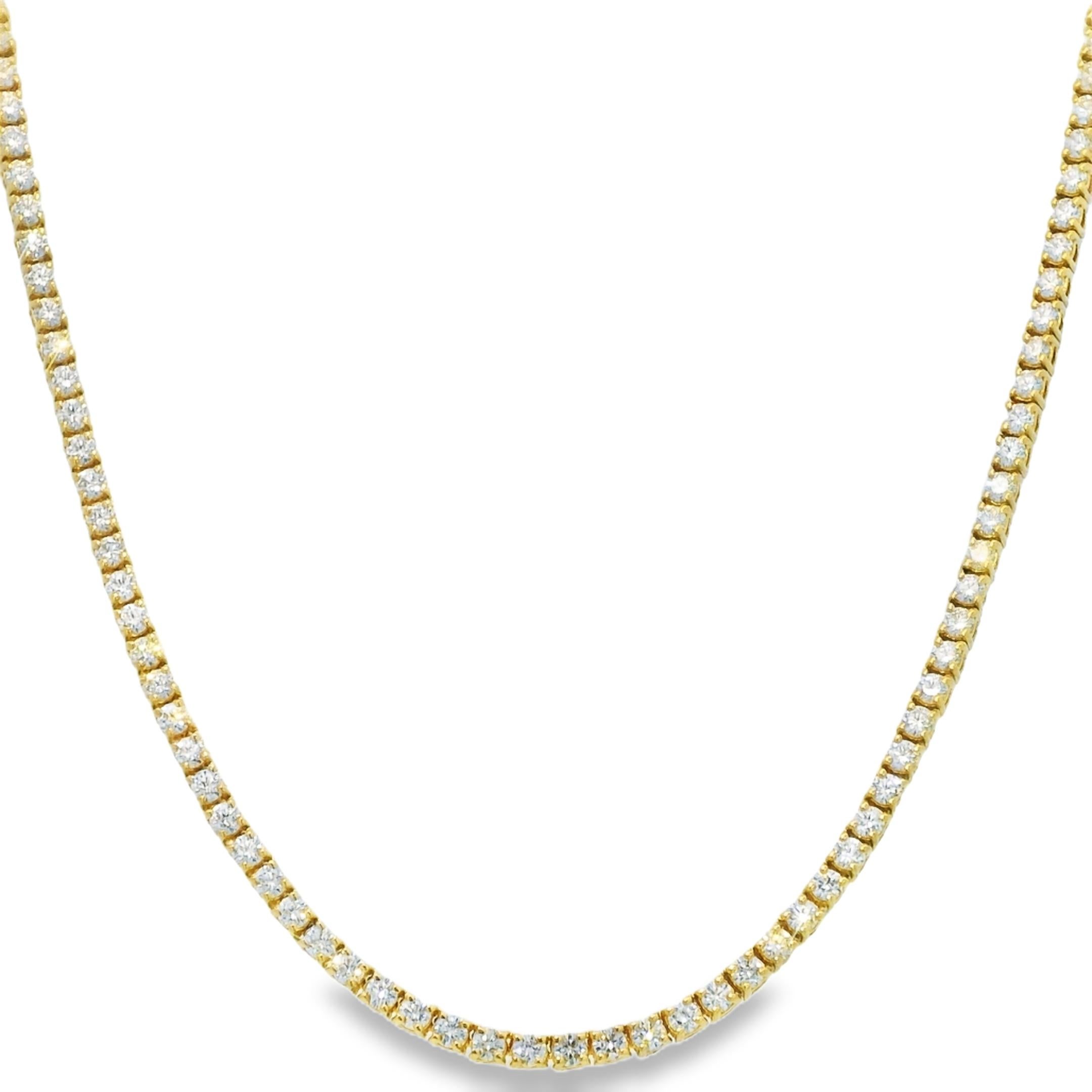 Natural 6.5 Carat Diamond 4-Prong 14-Karat Tennis Necklace In Stock im Angebot 2