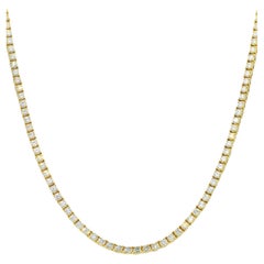 Natural 6.5 Carat Diamond 4-Prong 14-Karat Tennis Necklace In Stock