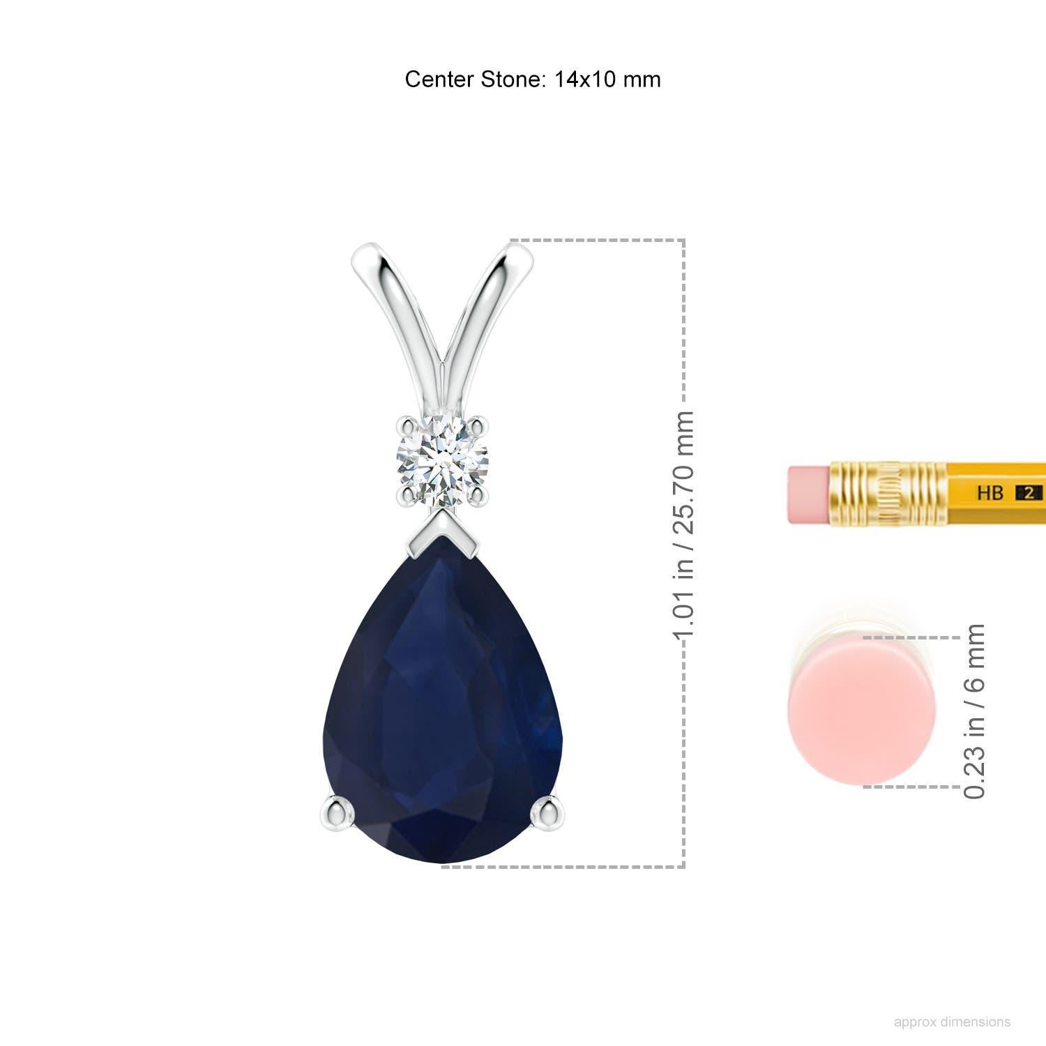 Modern Natural 6.5 ct Blue Sapphire Teardrop Pendant with Diamond in 18K White Gold For Sale
