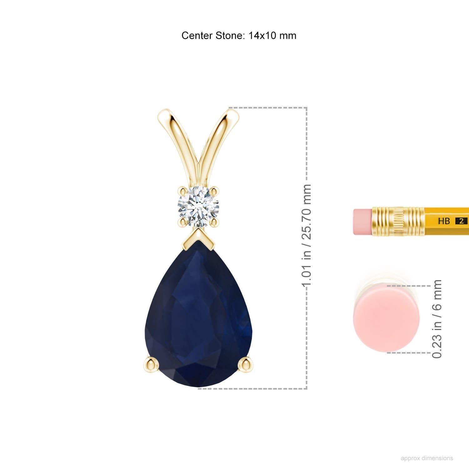 Modern Natural 6.5 ct Blue Sapphire Teardrop Pendant with Diamond in 18K Yellow Gold For Sale