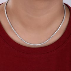 Natural 6.6 Carat Diamond Tennis Chain Necklace 14 Karat White Gold Jewelry