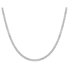 Natural 6.6 Carat Diamond Tennis Chain Necklace 14 Karat White Gold Jewelry