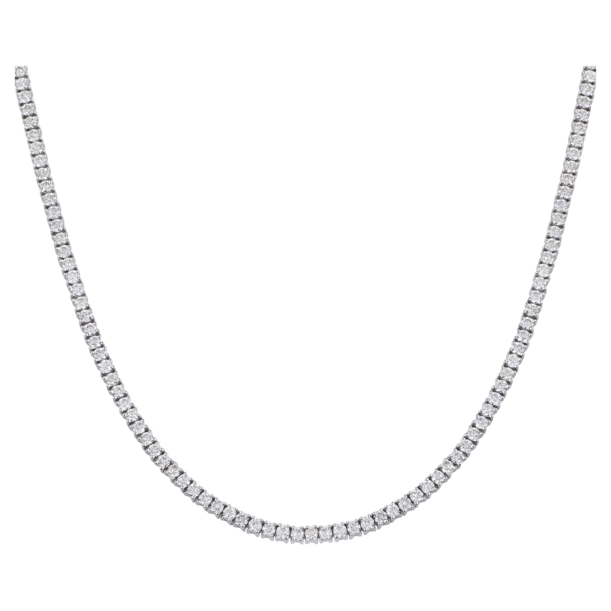 Natürliche 6,6 Karat Diamant-Tennis-Kette Halskette 18 Karat Weißgold-Schmuck