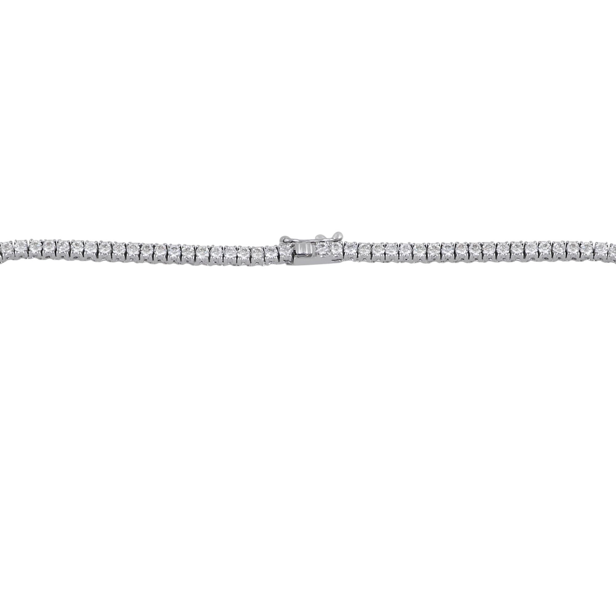 Women's Natural 6.6 Carat Pave Diamond Tennis Chain Necklace 18 Karat White Gikd Jewelry For Sale