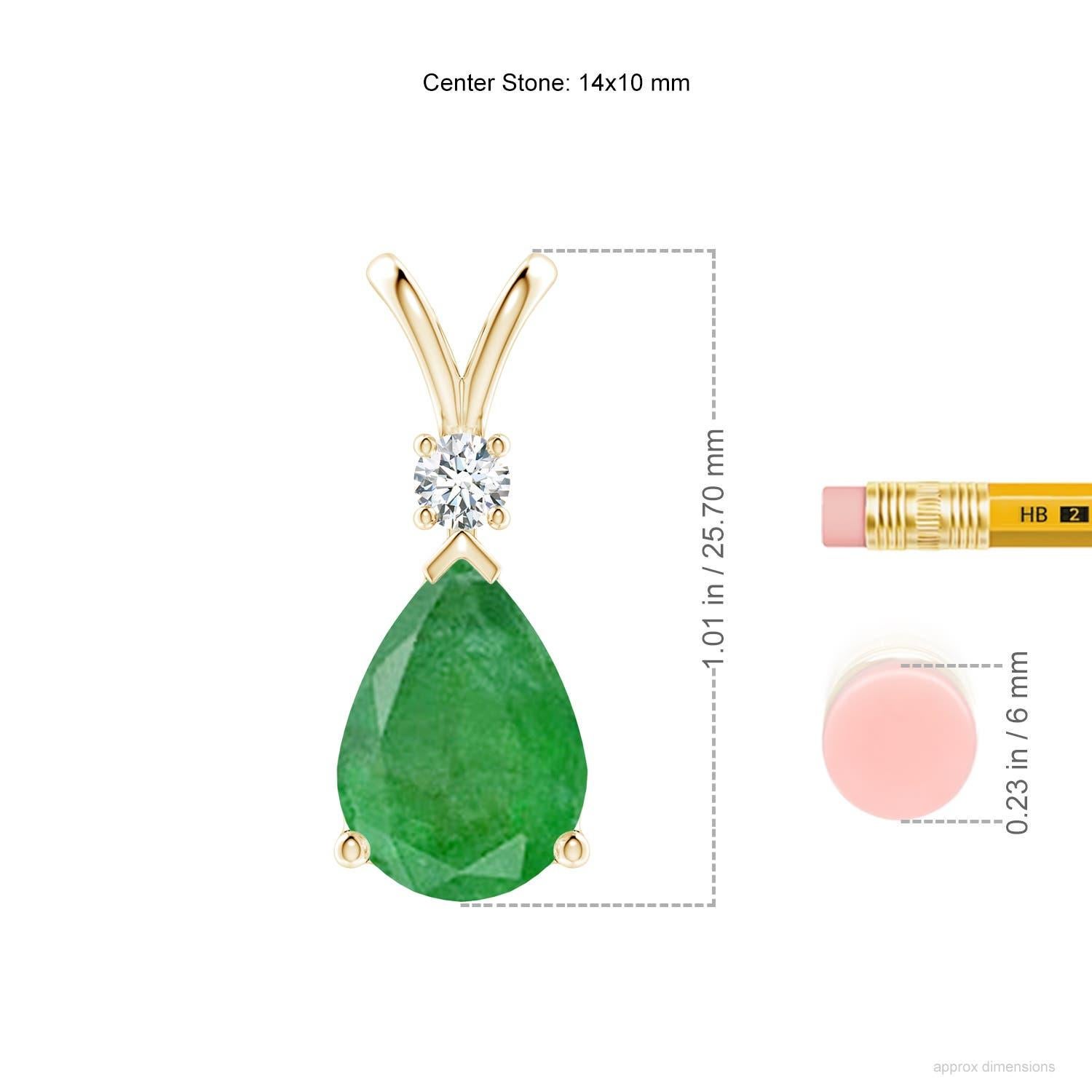 Pendentif goutte d'émeraude naturelle de 6,6 ct avec diamant en or jaune 14K Neuf - En vente à Los Angeles, CA