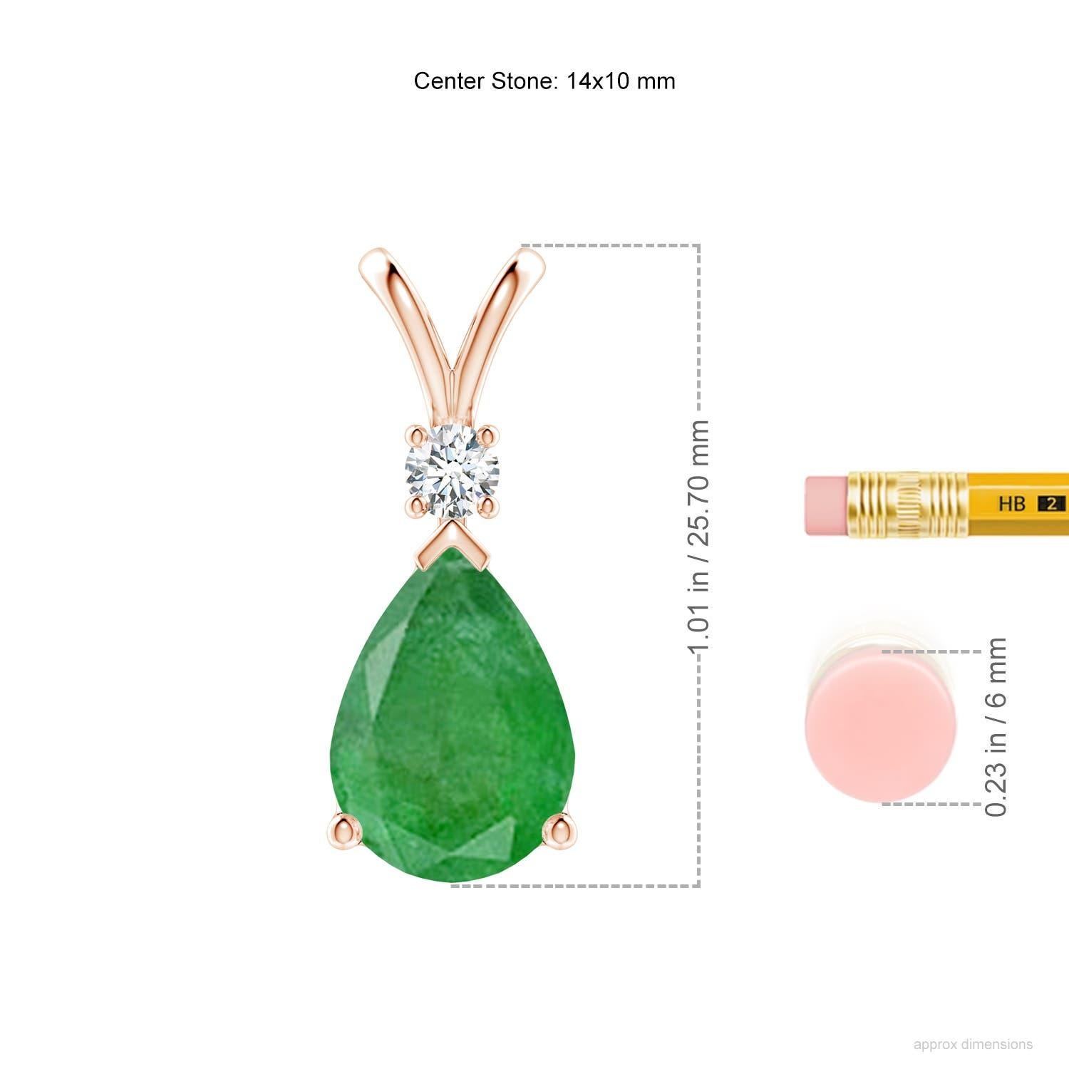 Modern Natural 6.6 ct Emerald Teardrop Pendant with Diamond in 18K Rose Gold For Sale