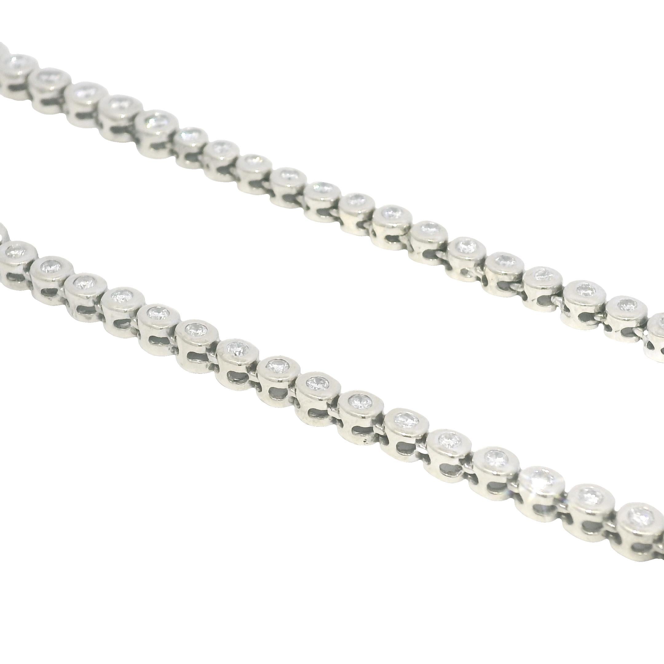 Natürliche 6,60 Karat Diamant 14-Karat Lünette Set Graduated Tennis Halskette Vorrätig im Angebot 4