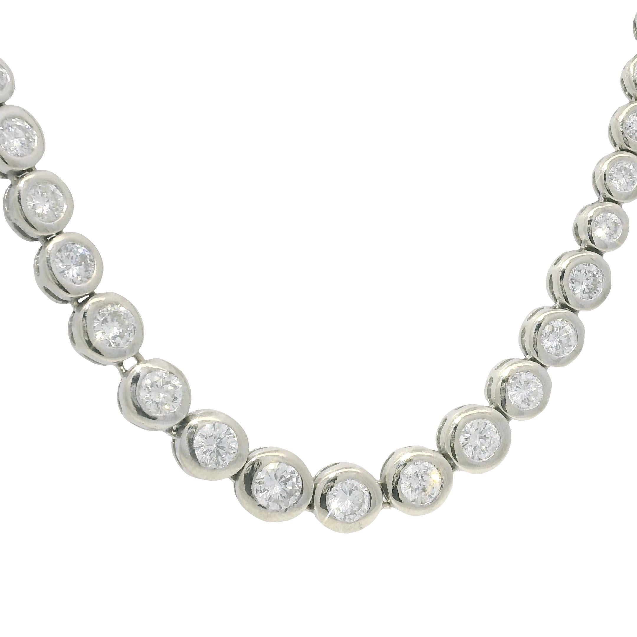 Natürliche 6,60 Karat Diamant 14-Karat Lünette Set Graduated Tennis Halskette Vorrätig (Moderne) im Angebot