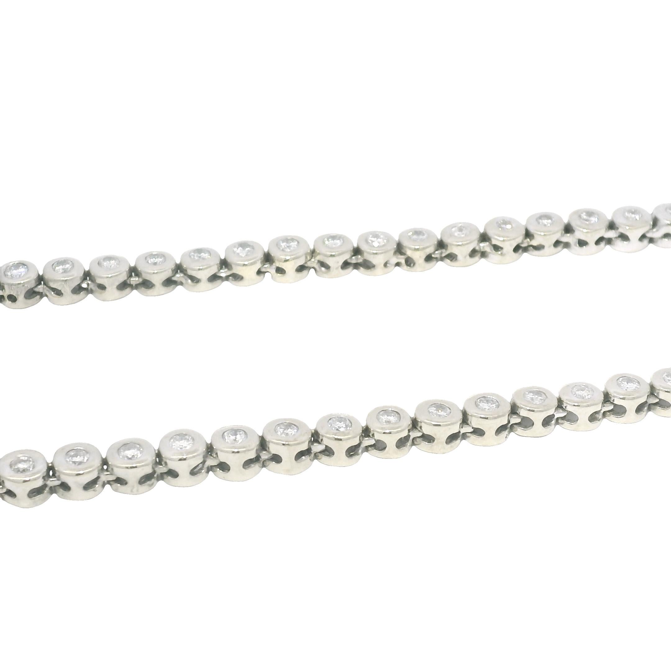 Natürliche 6,60 Karat Diamant 14-Karat Lünette Set Graduated Tennis Halskette Vorrätig im Angebot 3