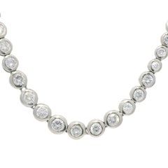 Nature 6.60 Carat Diamond 14-Karat Bezel Set Graduated Tennis Necklace In Stock
