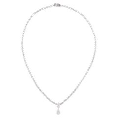 Natural 6.63 Carat Pear Shape Diamond Necklace 14 Karat White Gold Fine Jewelry