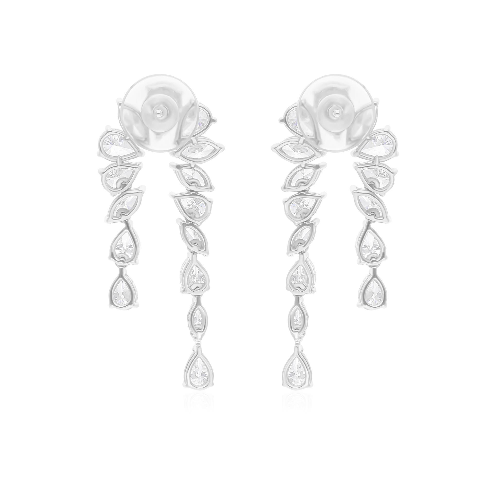 Natural 6.65 Carat Pear Marquise Diamond Chandelier Earrings 18 Karat White Gold In New Condition For Sale In Diera, Dubai