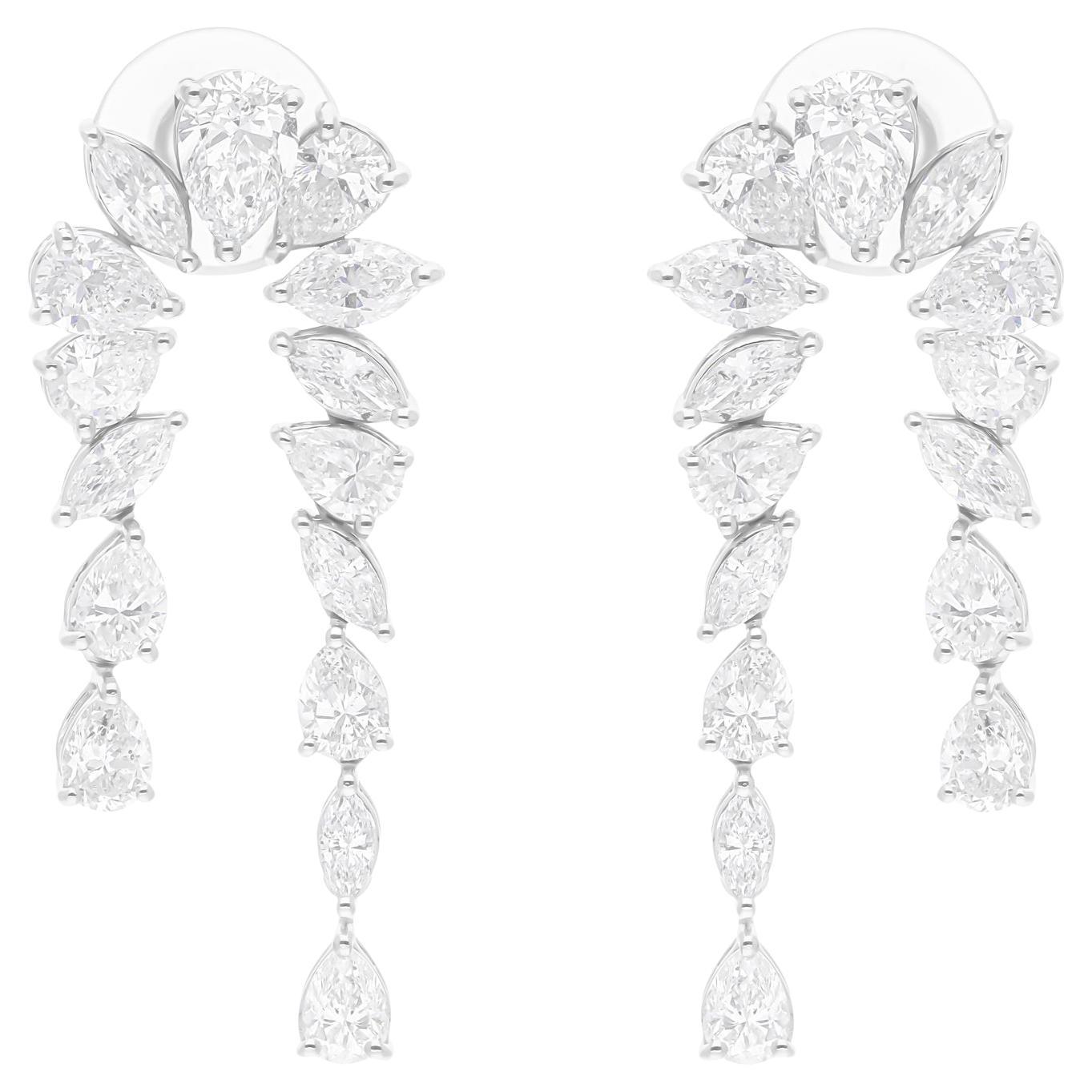 Pendientes araña de diamantes marquesa pera naturales de 6,65 quilates y oro blanco de 18 quilates