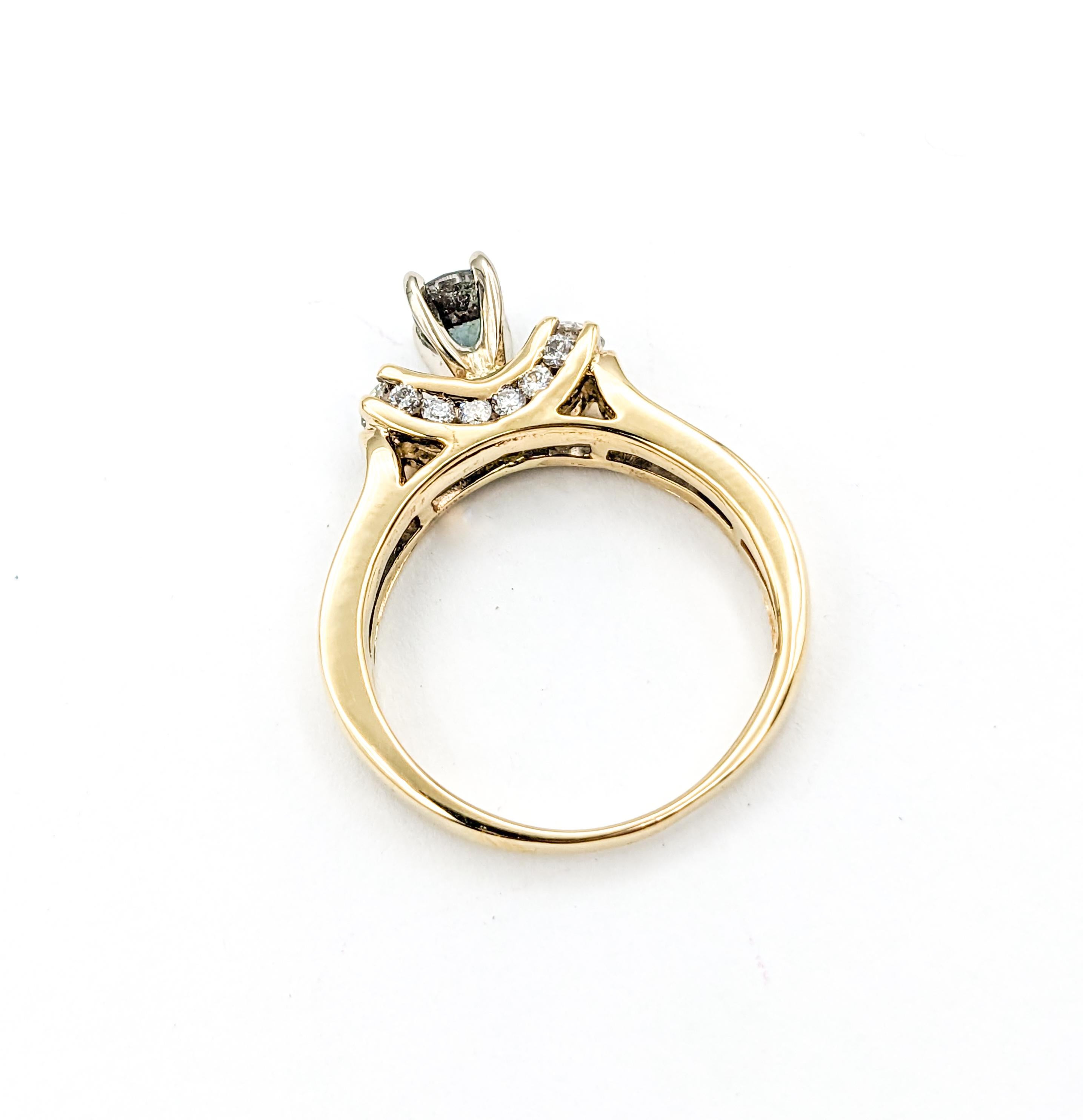 Natural .66ct Alexandrite & Diamond Ring Yellow Gold For Sale 2