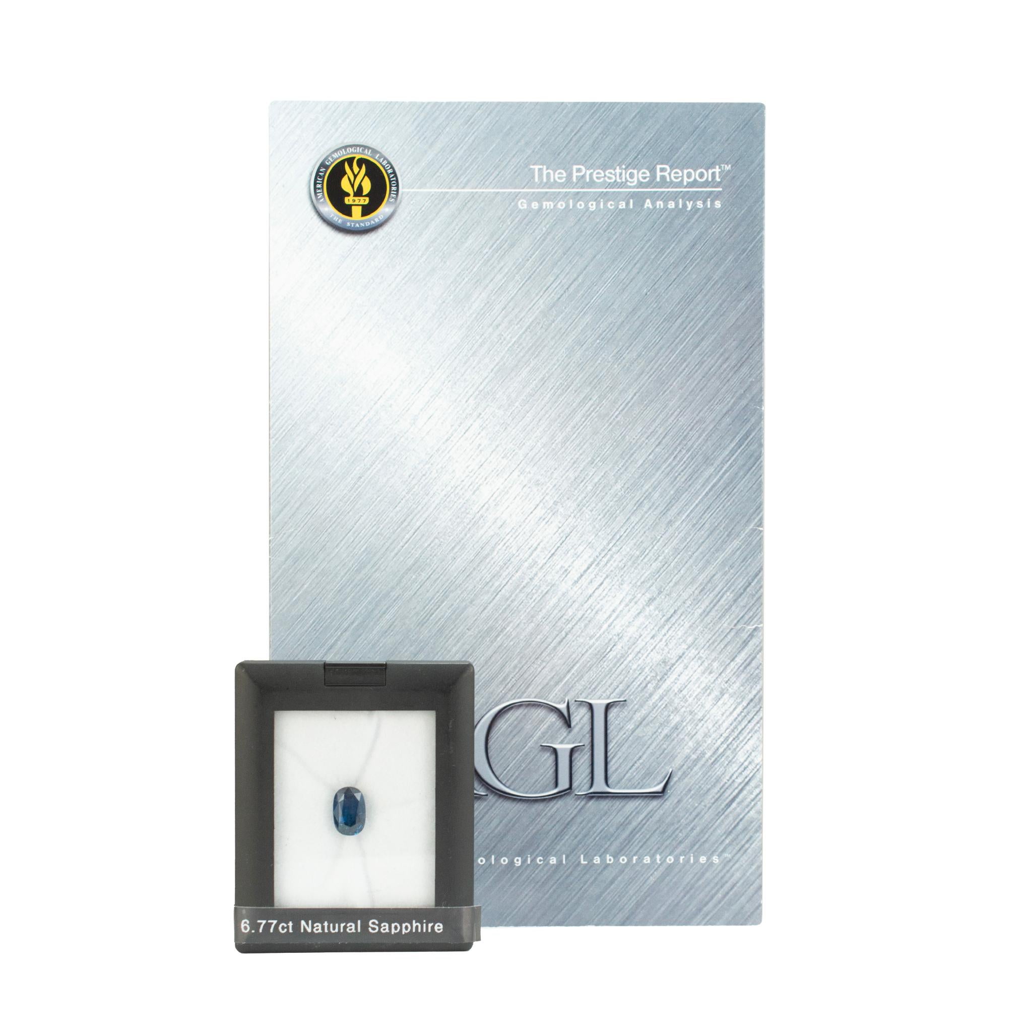 Natürlicher 6.77ct Agl Oval Form Schliff Blauer Loser Saphir für Damen oder Herren im Angebot