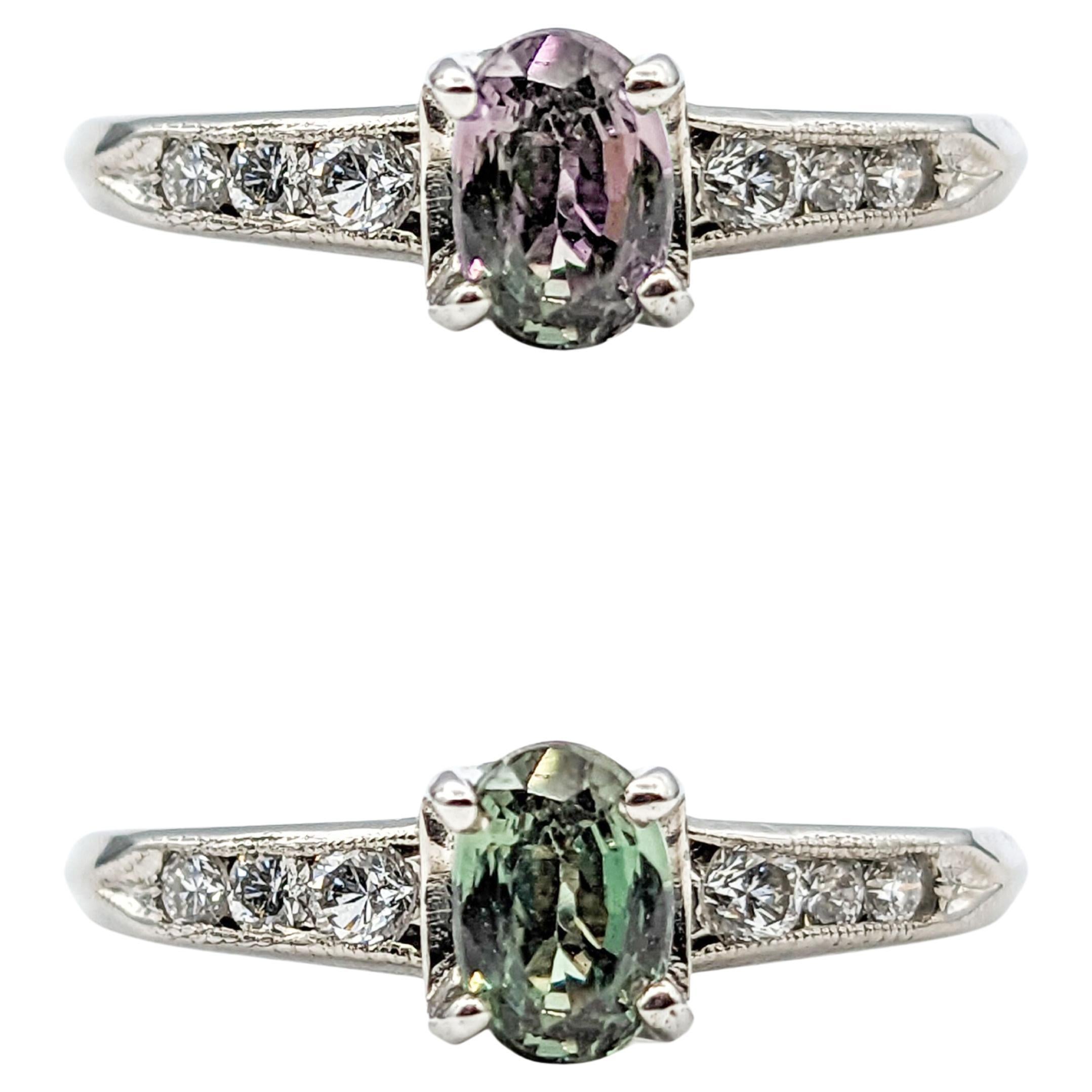 Natural .67ct Alexandrite & Diamond Ring Platinum