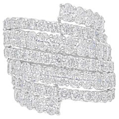 Natural 6.8 Carat SI/H Oval Brilliant Diamond Spiral Ring 14k White Gold Jewelry