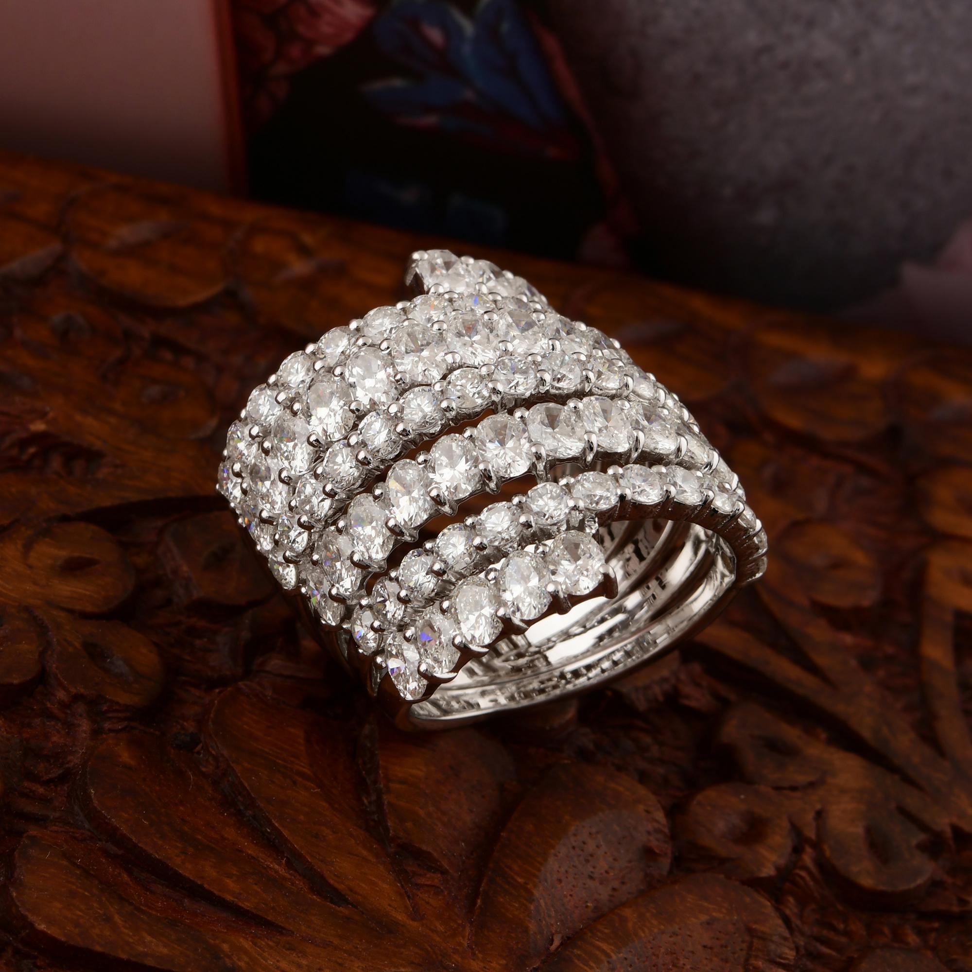 Pear Cut Natural 6.8 Carat SI/H Oval Brilliant Diamond Spiral Ring 18k White Gold Jewelry For Sale