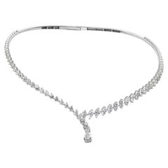 Natural 6.87 Carat SI/H Pear Diamond Choker Necklace 18 Karat White Gold Jewelry