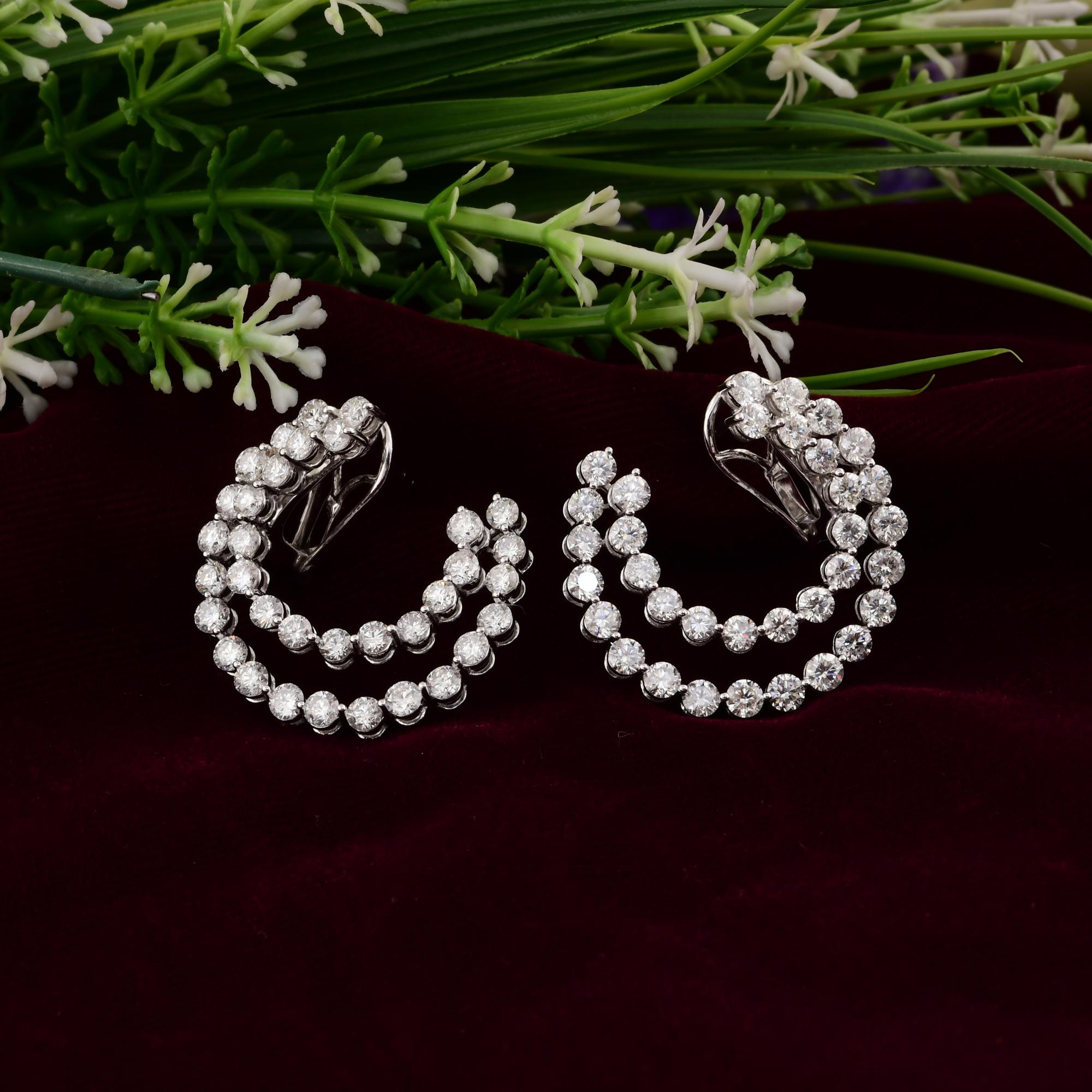 Modern Natural 6.88 Carat SI/H Round Brilliant Cut Diamond Earrings 14 Karat White Gold For Sale