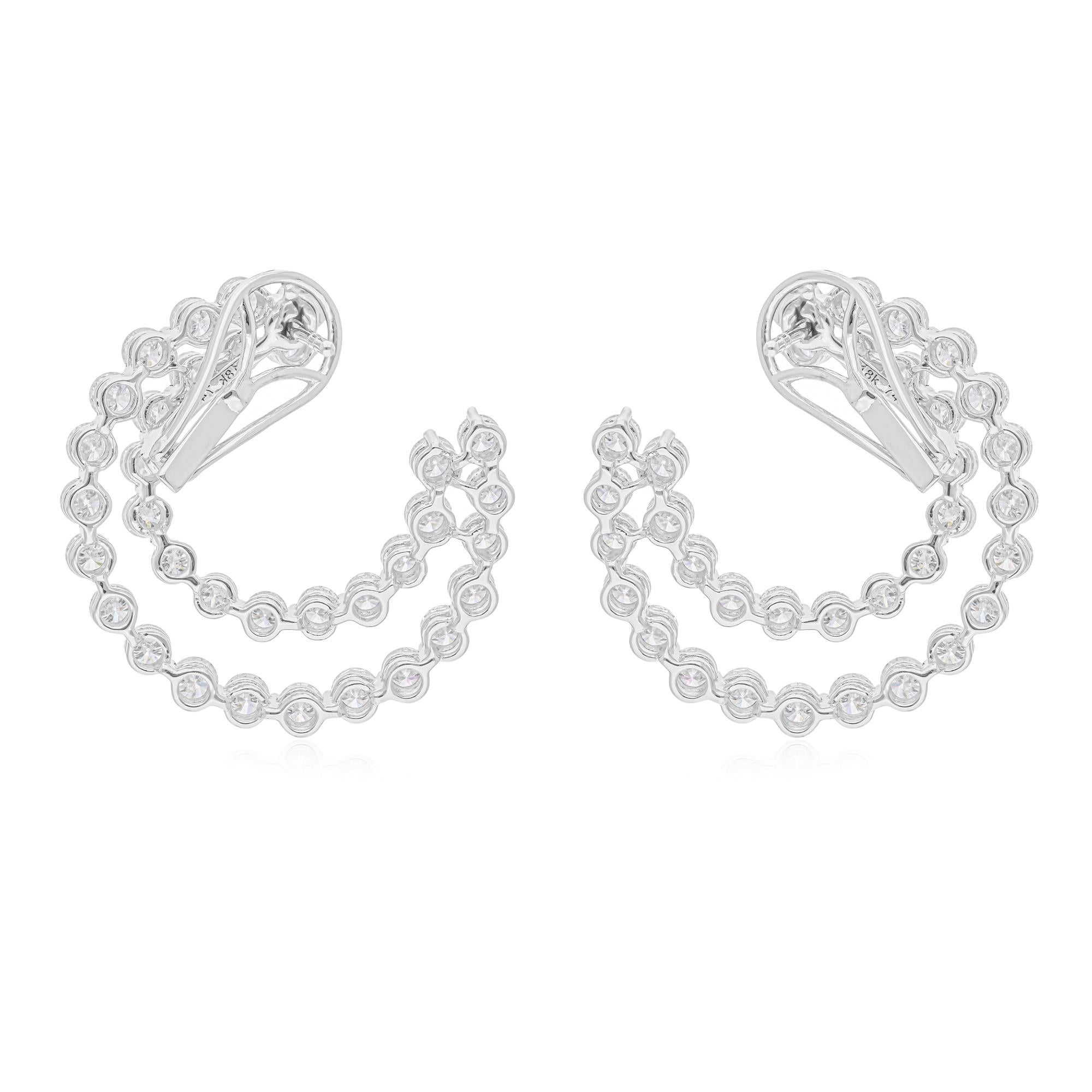 Women's Natural 6.88 Carat SI/H Round Brilliant Cut Diamond Earrings 14 Karat White Gold For Sale