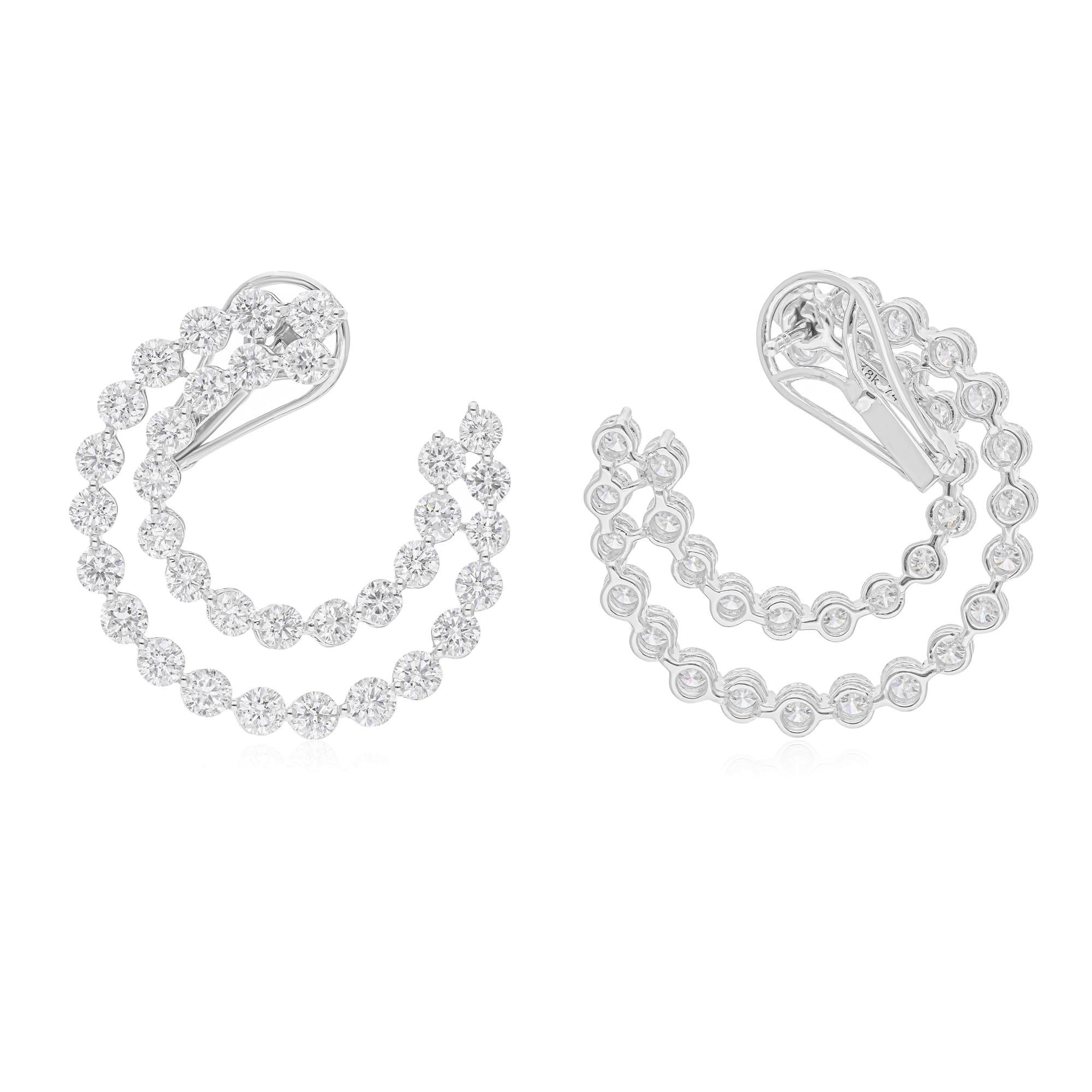 Natural 6.88 Carat SI/H Round Brilliant Cut Diamond Earrings 14 Karat White Gold For Sale 1