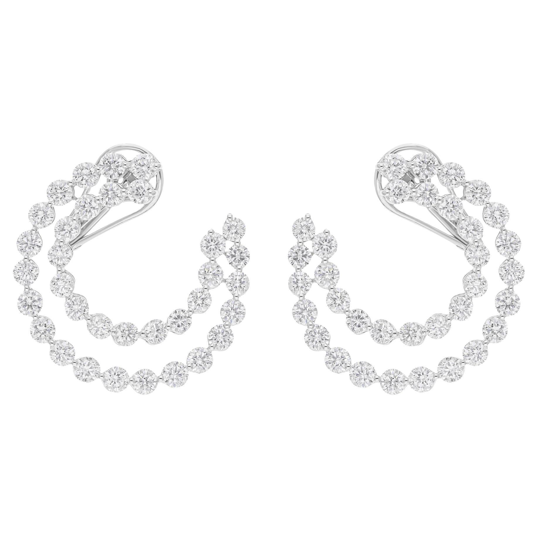 Natural 6.88 Carat SI/H Round Brilliant Cut Diamond Earrings 14 Karat White Gold For Sale