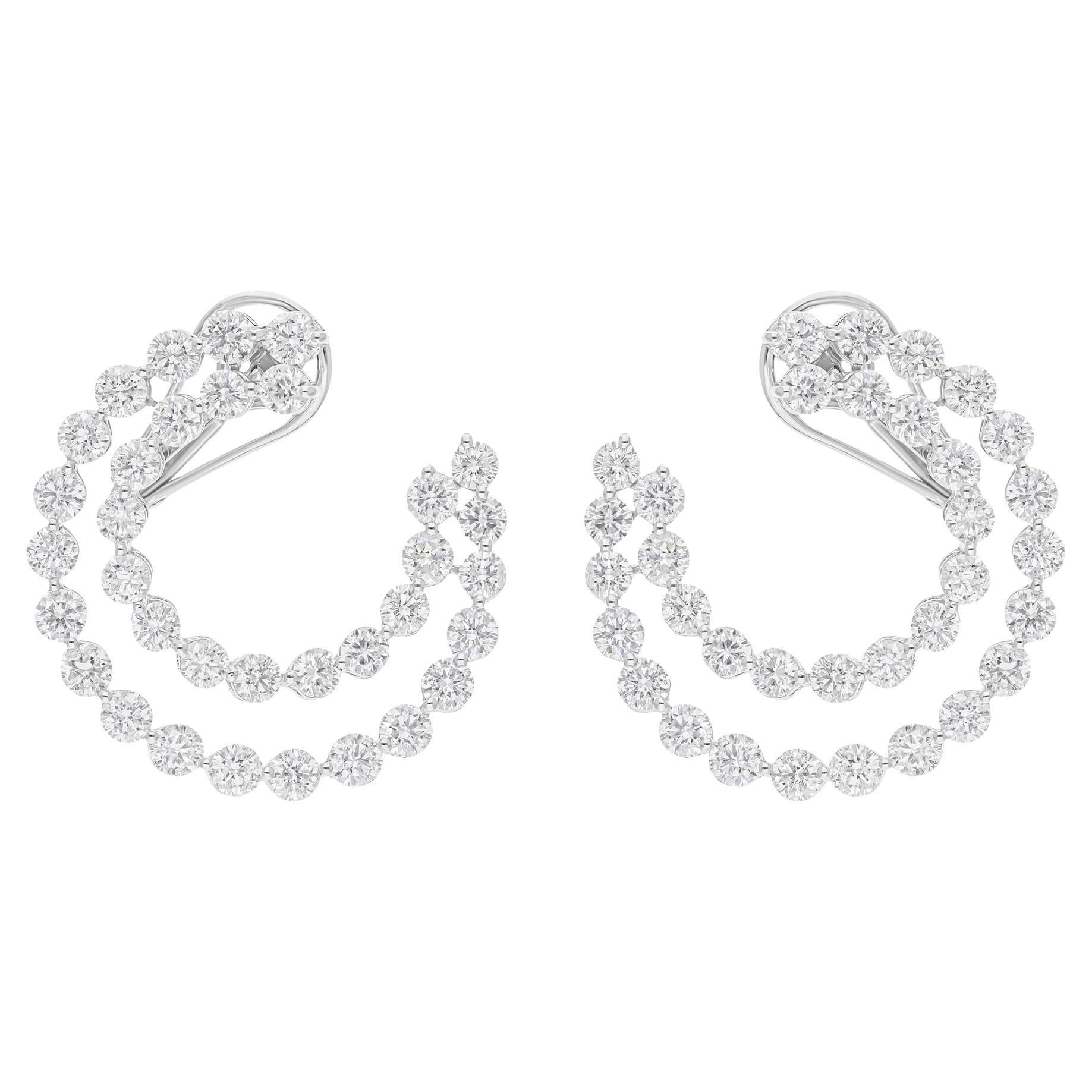 Natural 6.88 Carat SI/H Round Brilliant Cut Diamond Earrings 18 Karat White Gold