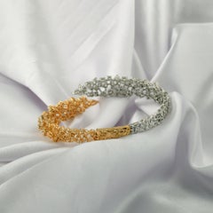 Nature 6.94 Carat SI/H Diamond Cuff Bangle Bracelet 18 Karat White Yellow Gold