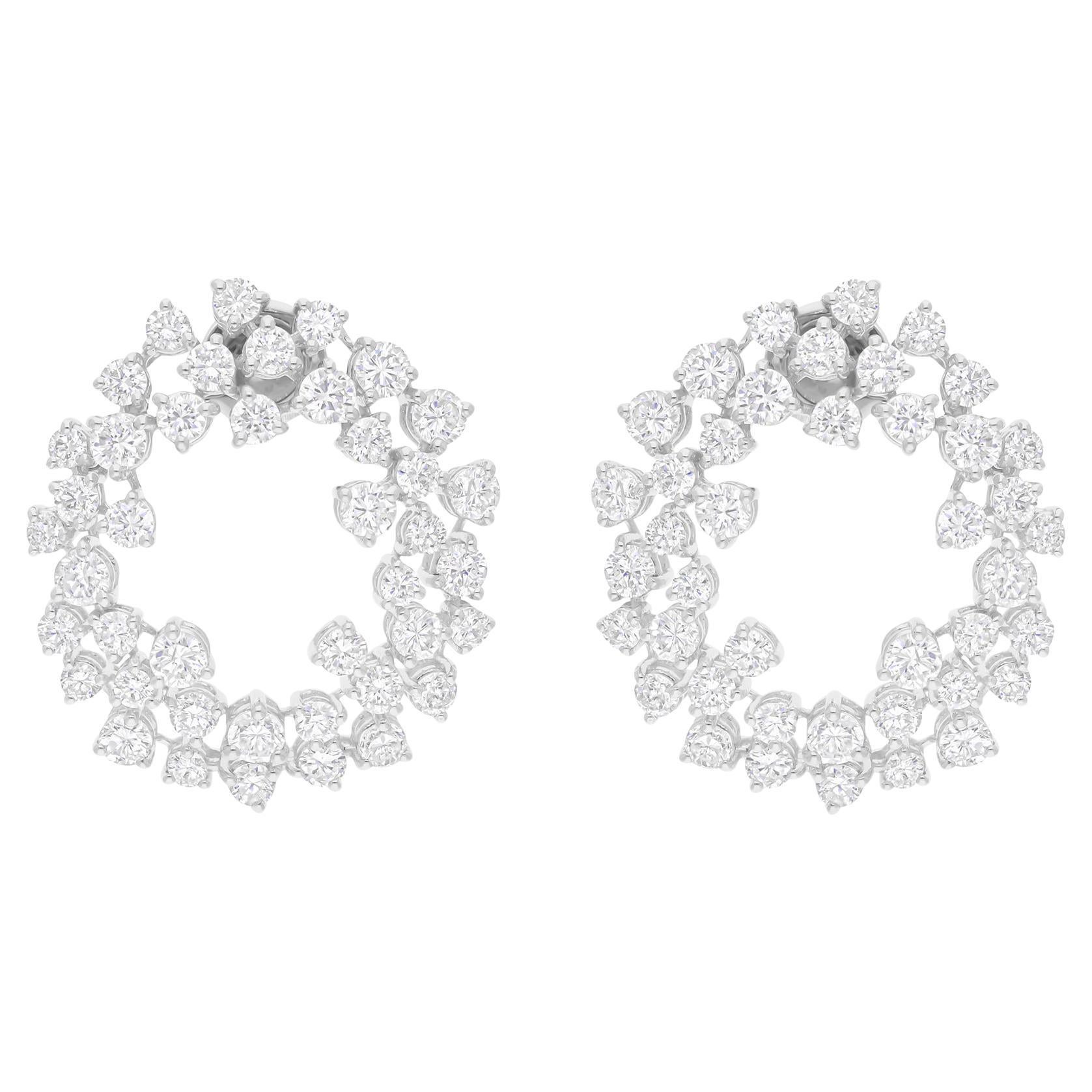 Natural 6.95 Carat SI/H Round Diamond Earrings 18 Karat White Gold Fine Jewelry
