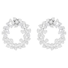 Orecchini con diamanti tondi naturali da 6,95 carati SI/H Oro bianco 18 carati Gioielli di pregio
