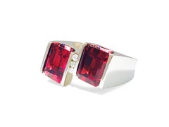 Natural 7 Carat Garnet Diamond Cocktail Artisan Ring