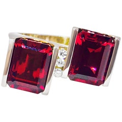 Natural 7 Carat Garnet Diamond Cocktail Artisan Ring